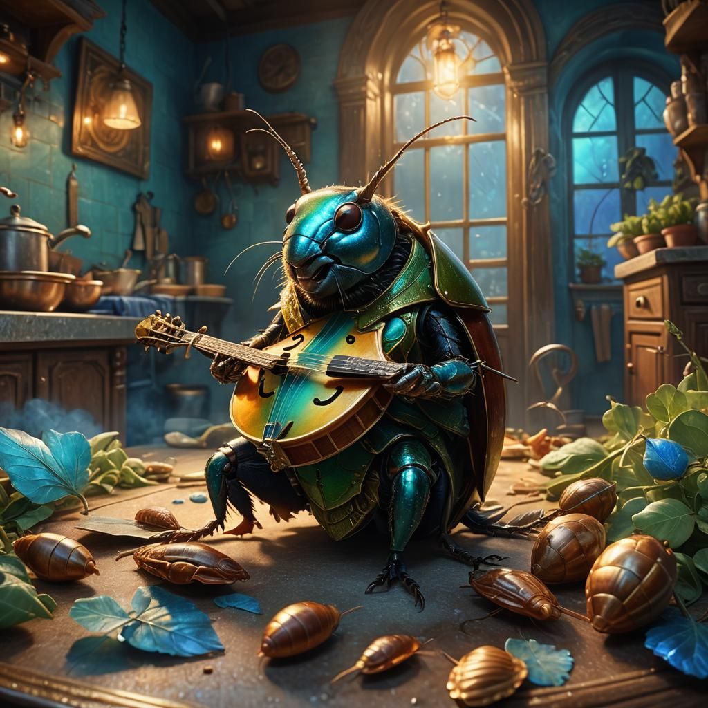 Cockroach Plays Mandolin: Digital Matte Painting