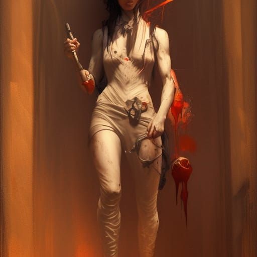 Menacing Serial Killer in Dark Fantasy Style