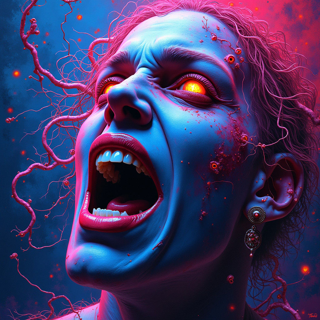 Electric Portrait of Death Metal Musician