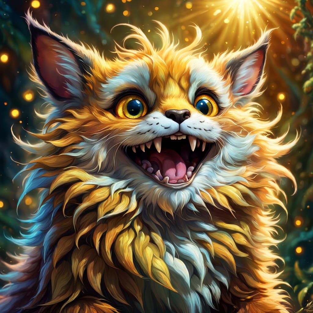 Whimsical Fantasy Creature Delights in Mischief