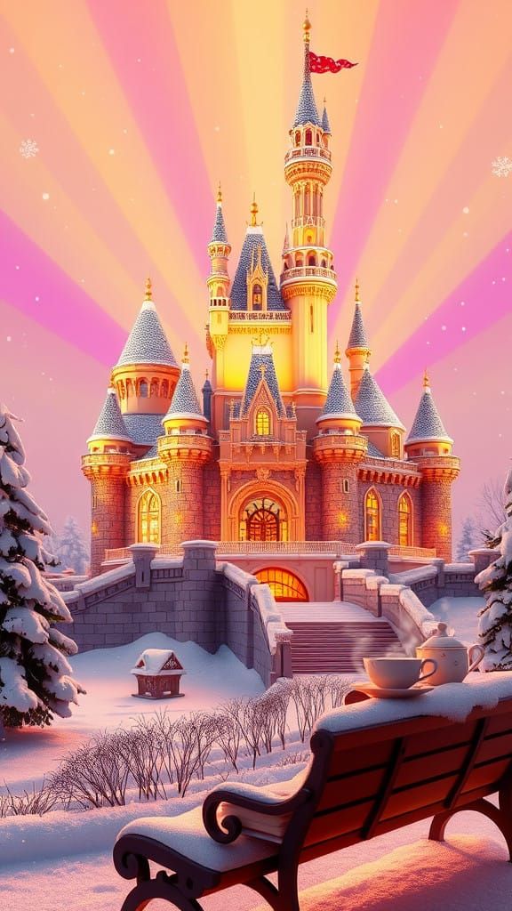 Snow-Kissed Disneyland Castle in Winter Wonderland