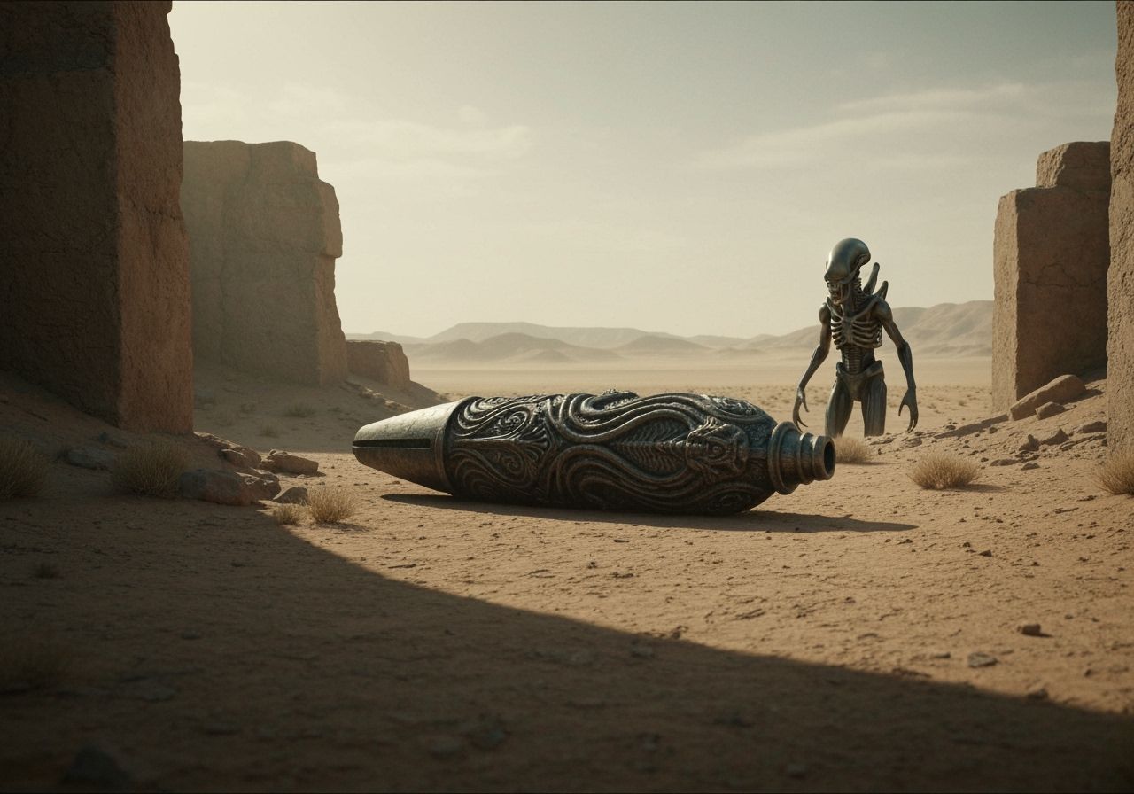 Nightmarish Xenomorph Unearths Artifact in Desert Ruins