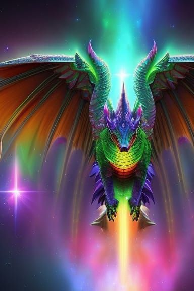 Adorable Prismatic Dragon with Magical Energy Swirls