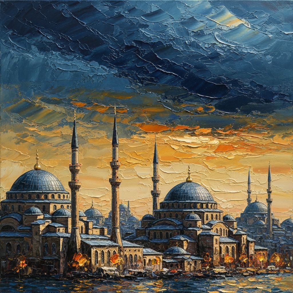 Istanbul Skyline at Dusk Oil Painting