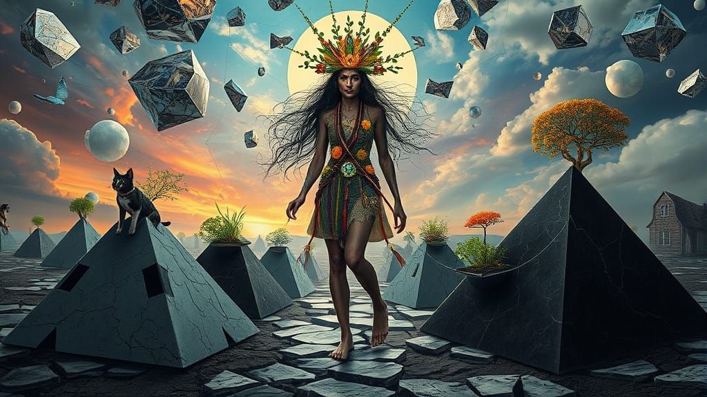 Surreal Goddess of Hyperdetailed Ecosystems Strolls on Shatt...