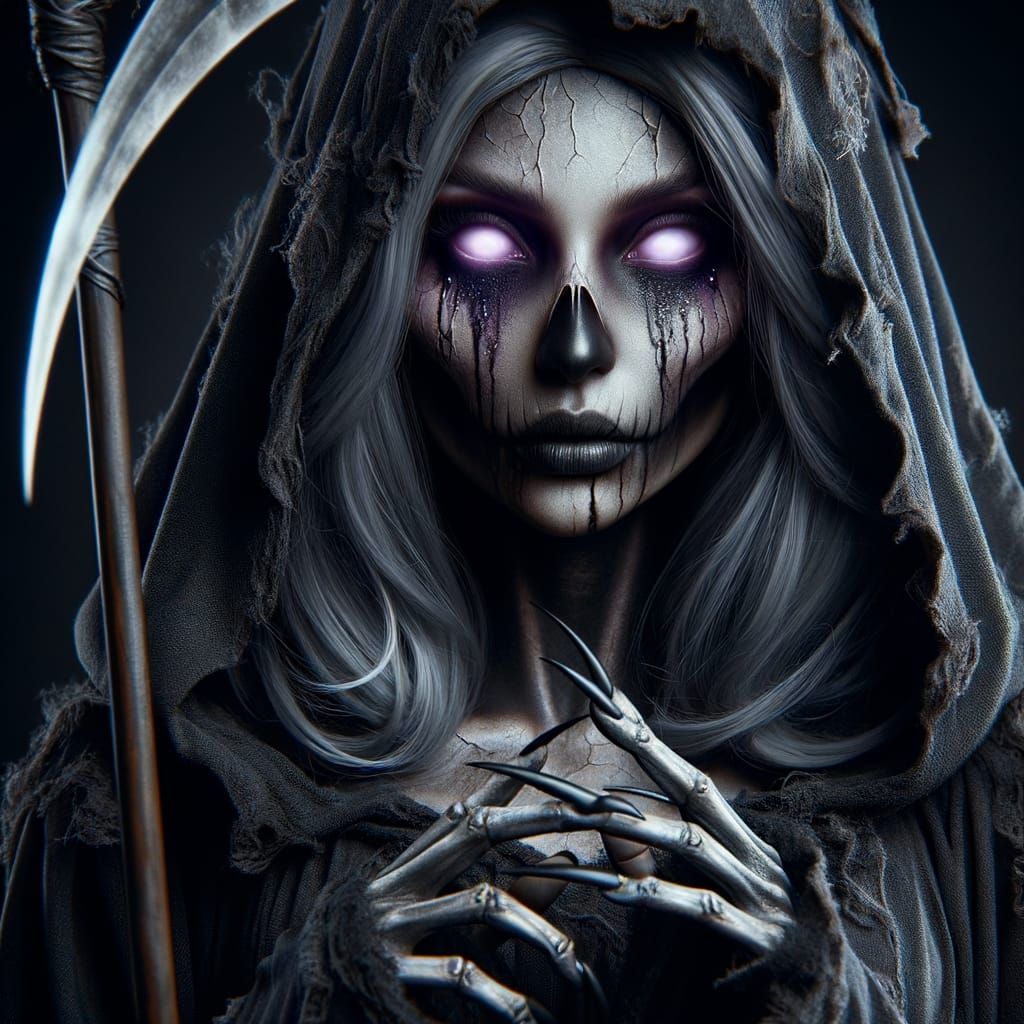 Ethereal Female Grim Reaper in Medieval Attire