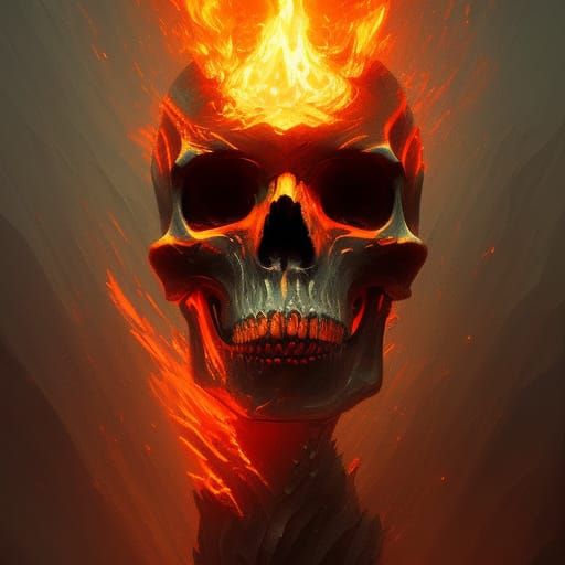 Fiery Skull Dark Fantasy Concept Art