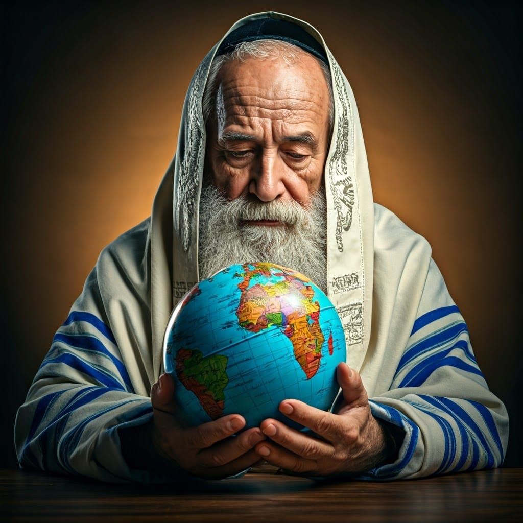 Talmudic Scholar Cradles World in Gentle Light