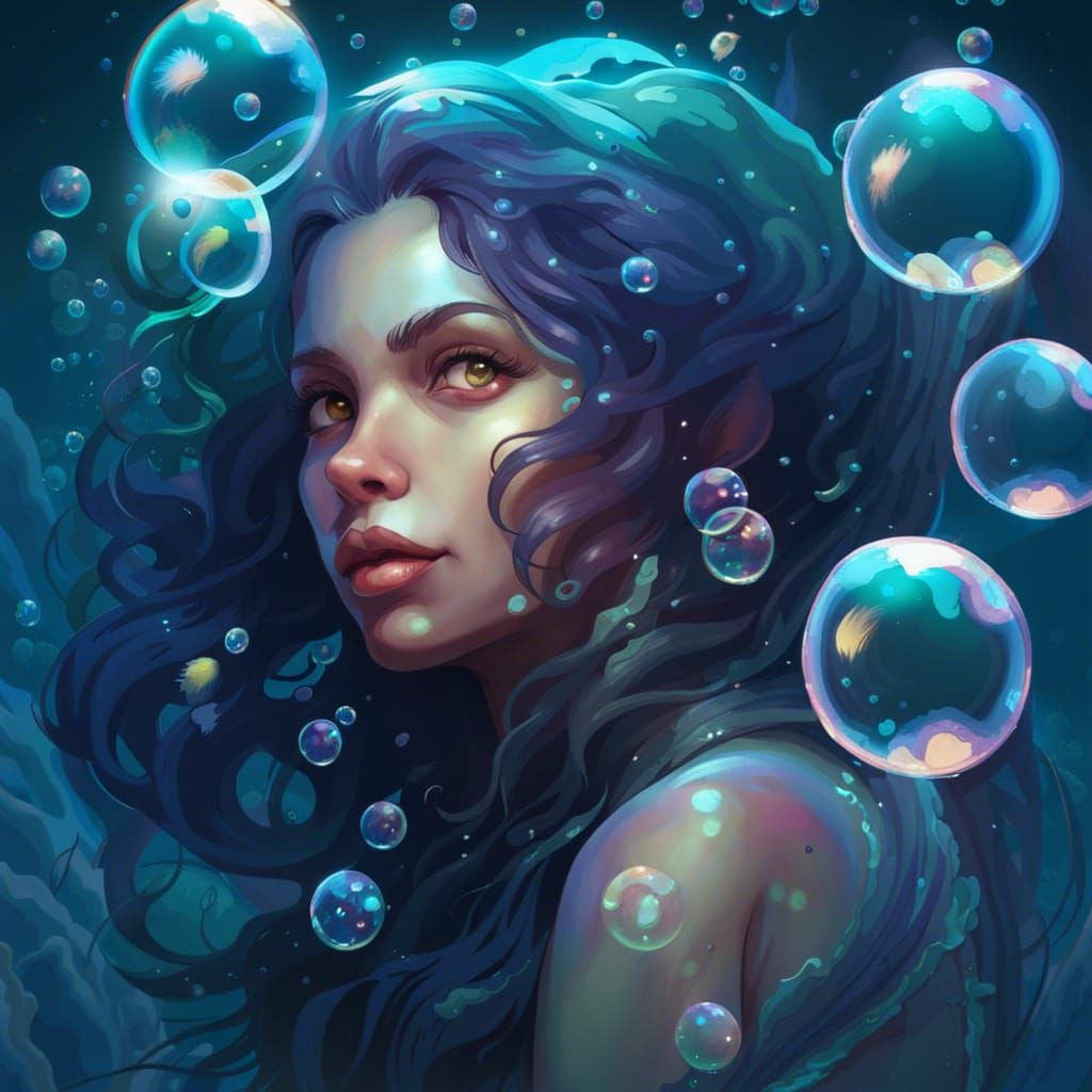 Underwater Mermaid Portrait in Hyperdetailed Style