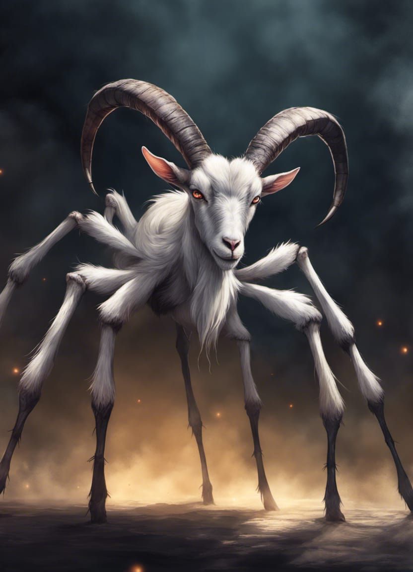 Horrific Spider-Legged Goat Monster in Anime Art