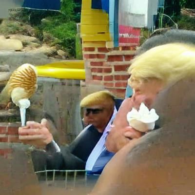 Donald Trump Enjoying Ice Cream at Six Flags