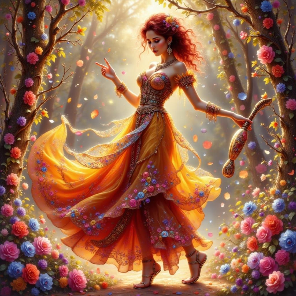 Vibrant Gypsy Dancer in Dynamic Motion