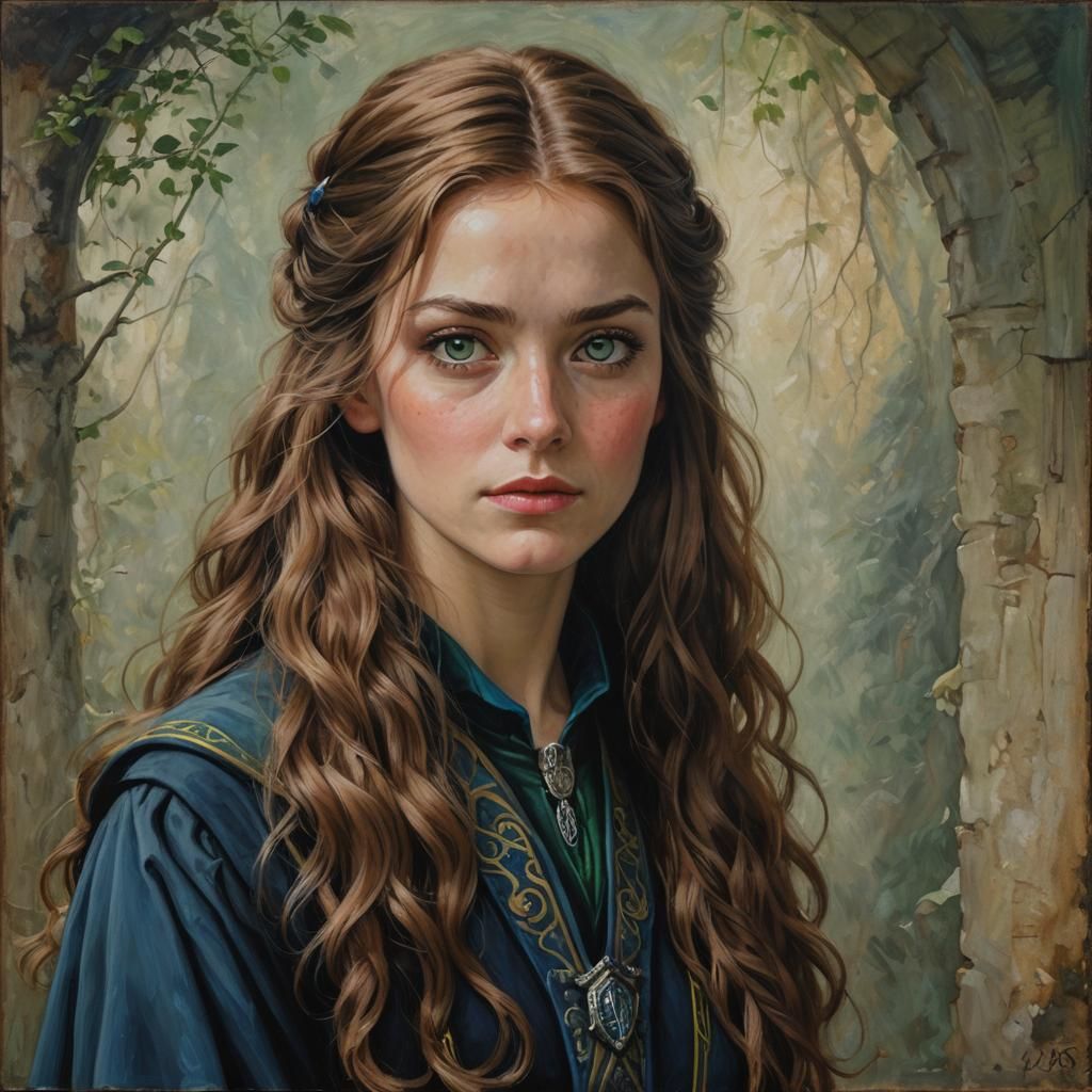 Portrait of Ravenclaw Girl in Oil Painting Style