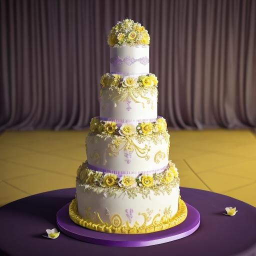 Detailed Five Tier Wedding Cake with Floral Decorations