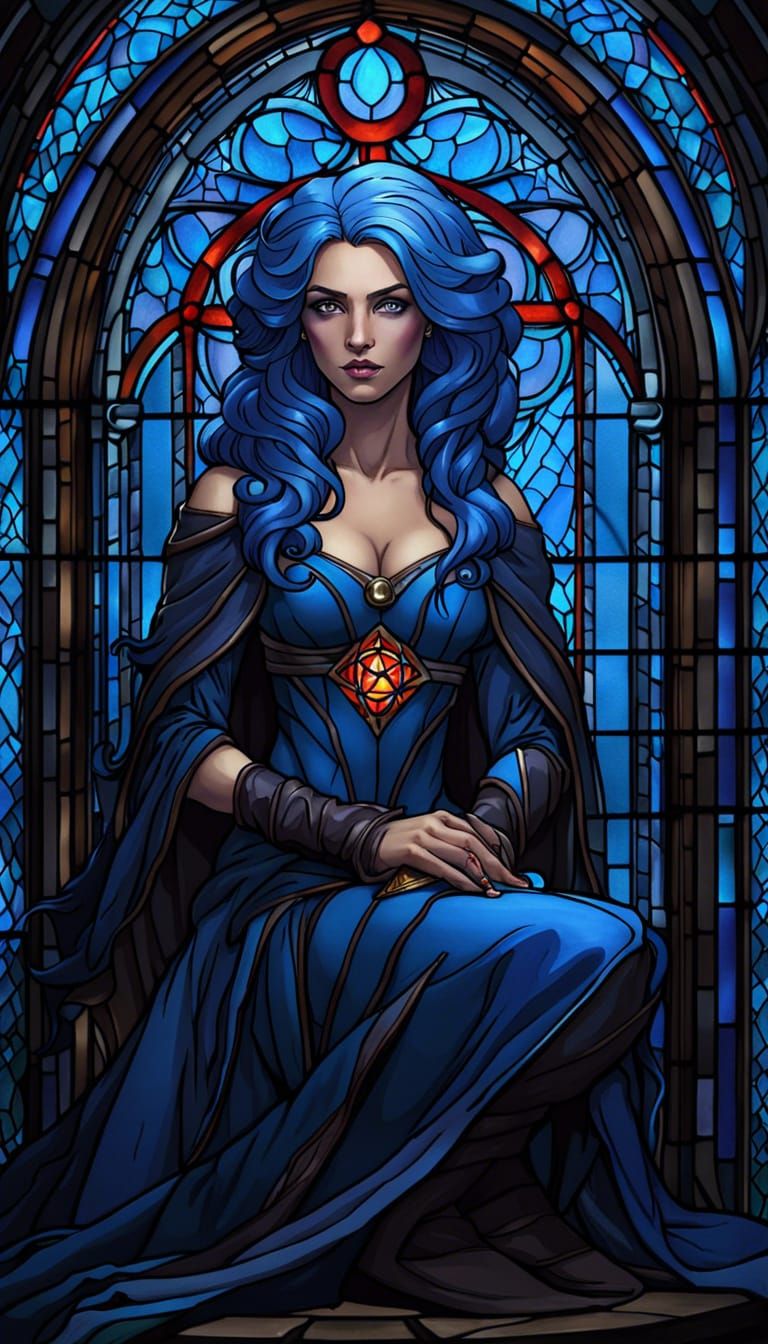 Stained Glass Witch with Four Arms