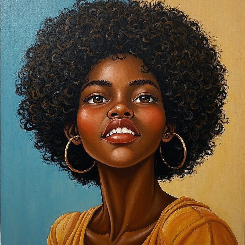 Sensual Embossed Portrait of a Young Black Woman