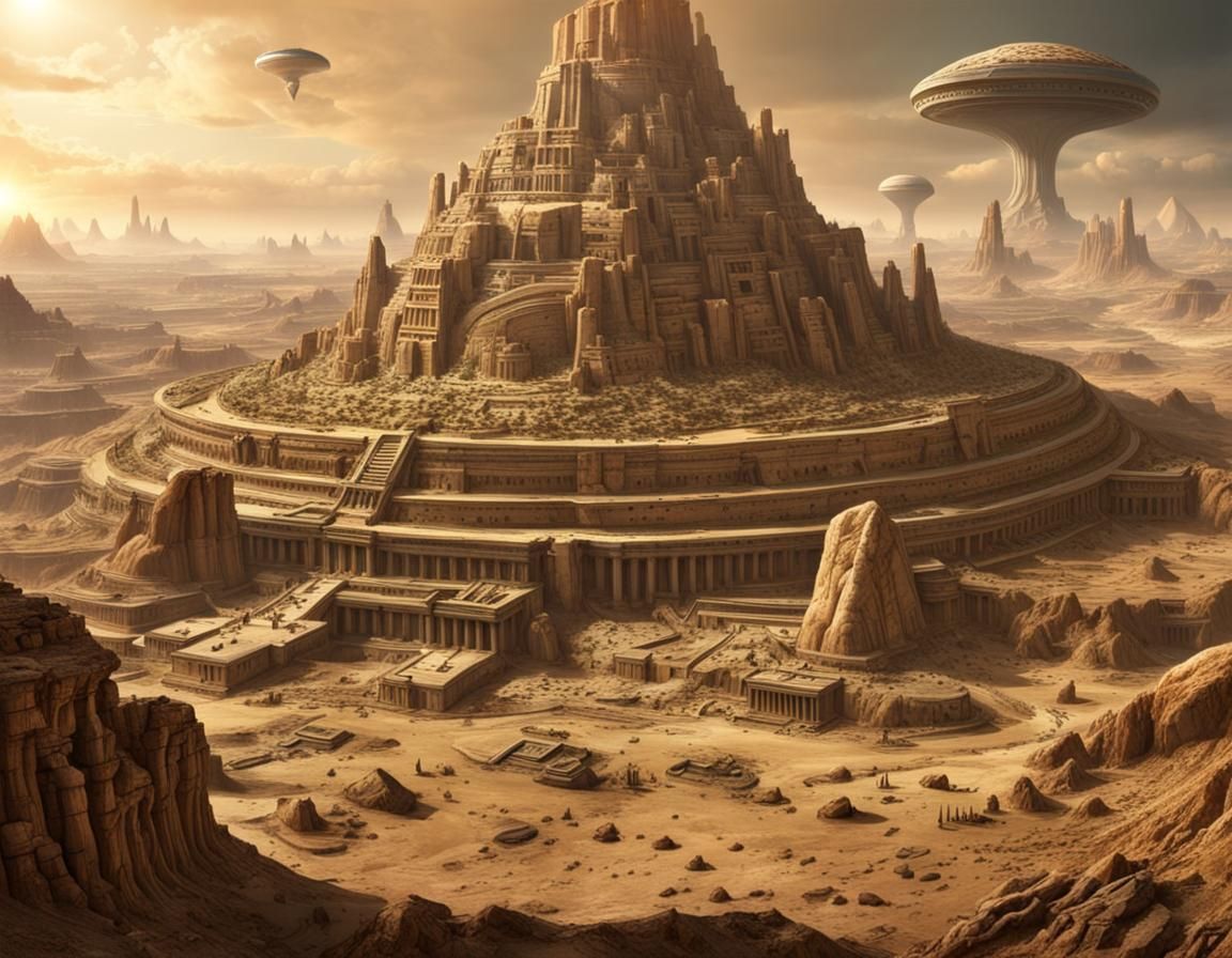 Lost Civilization on Alien Planet in Maximalist Style