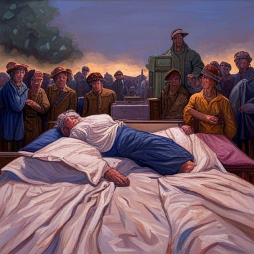 Symbolic Oil Painting: Guardians of Peace