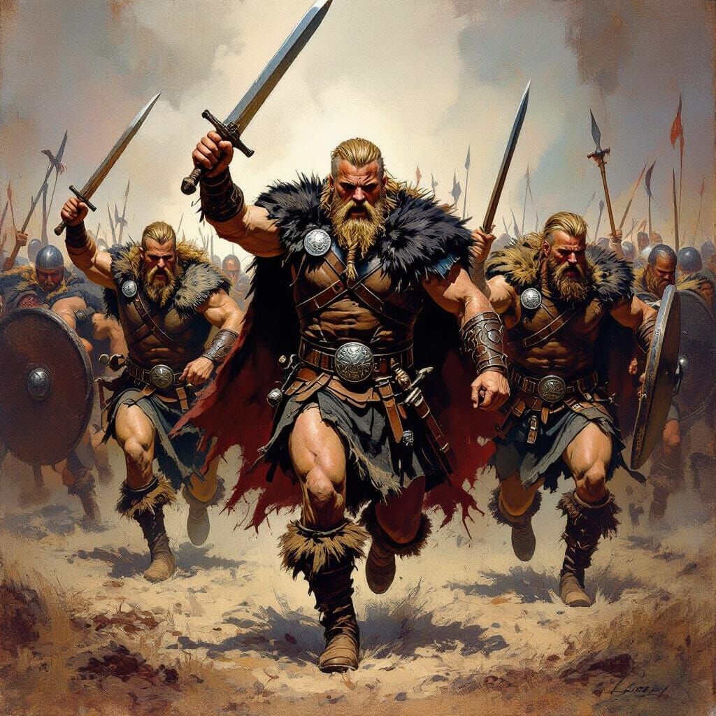 Viking Army's Revenge: A Frank Frazetta-Style Charge