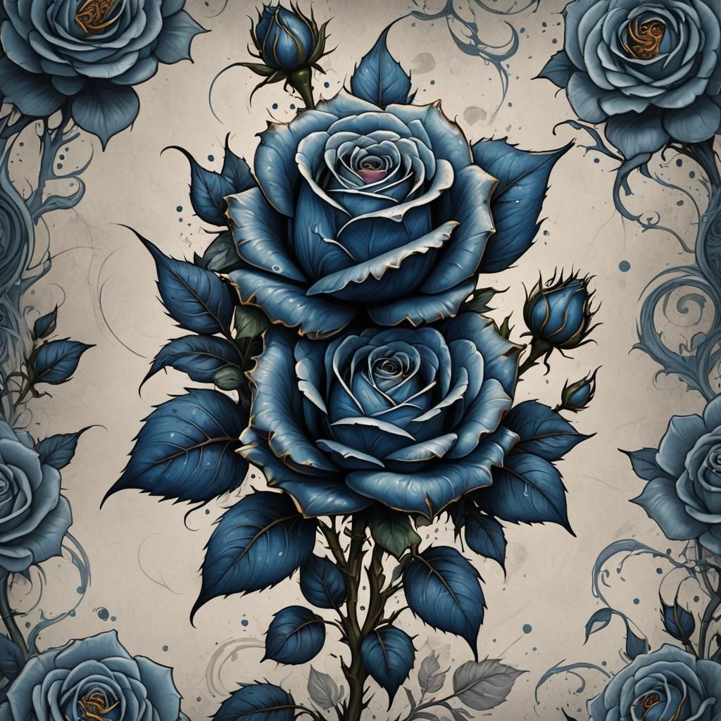 Blue Rose Tattoo: Detailed Matte Painting