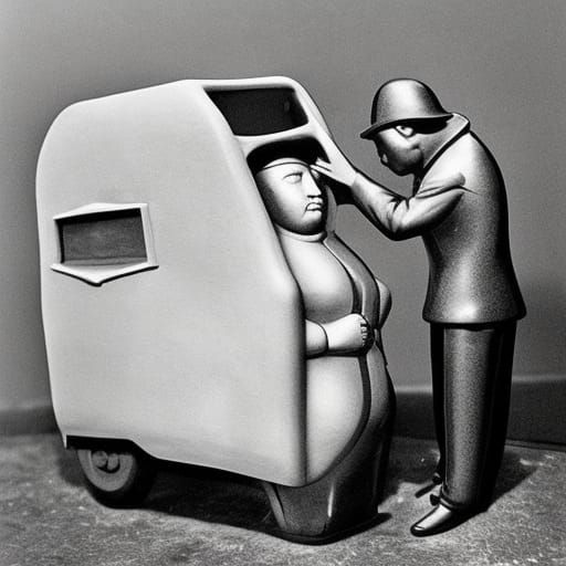 Surreal Ambulance Car in Totalitarian Sun City