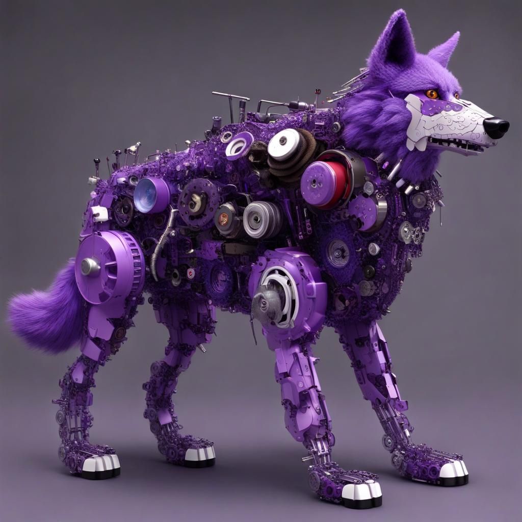 Boy Creates Recycled Purple Wolf Sculpture
