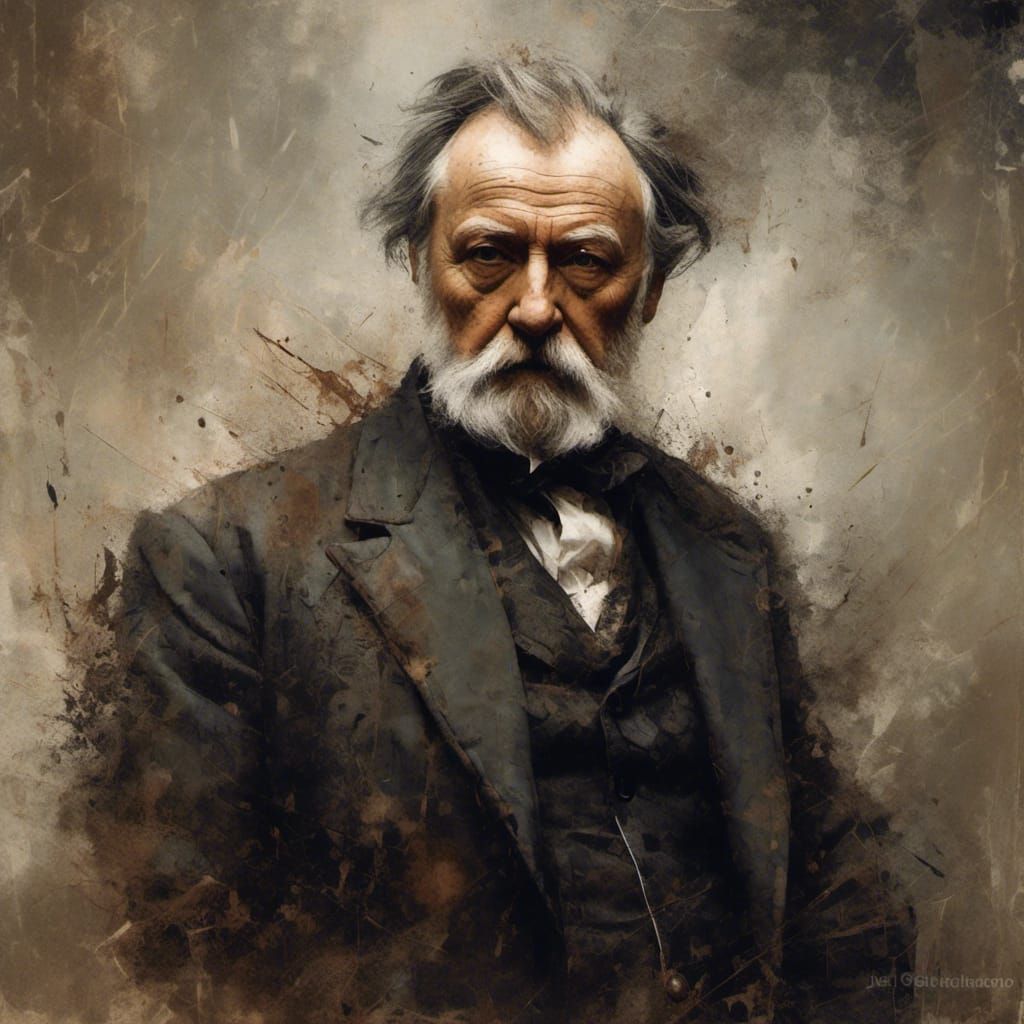 Dramatic Watercolour Portrait of Victor Hugo