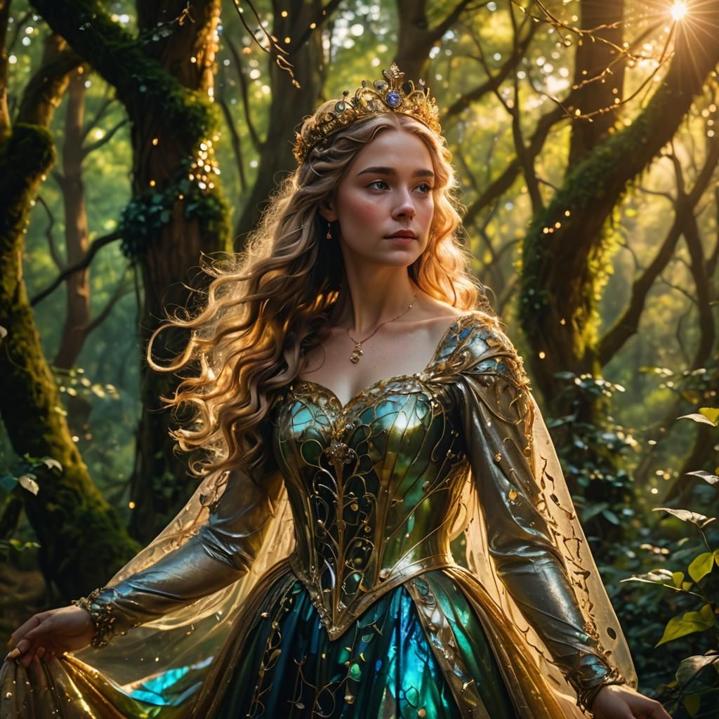 Regal Fantasy Princess in Vibrant Forest