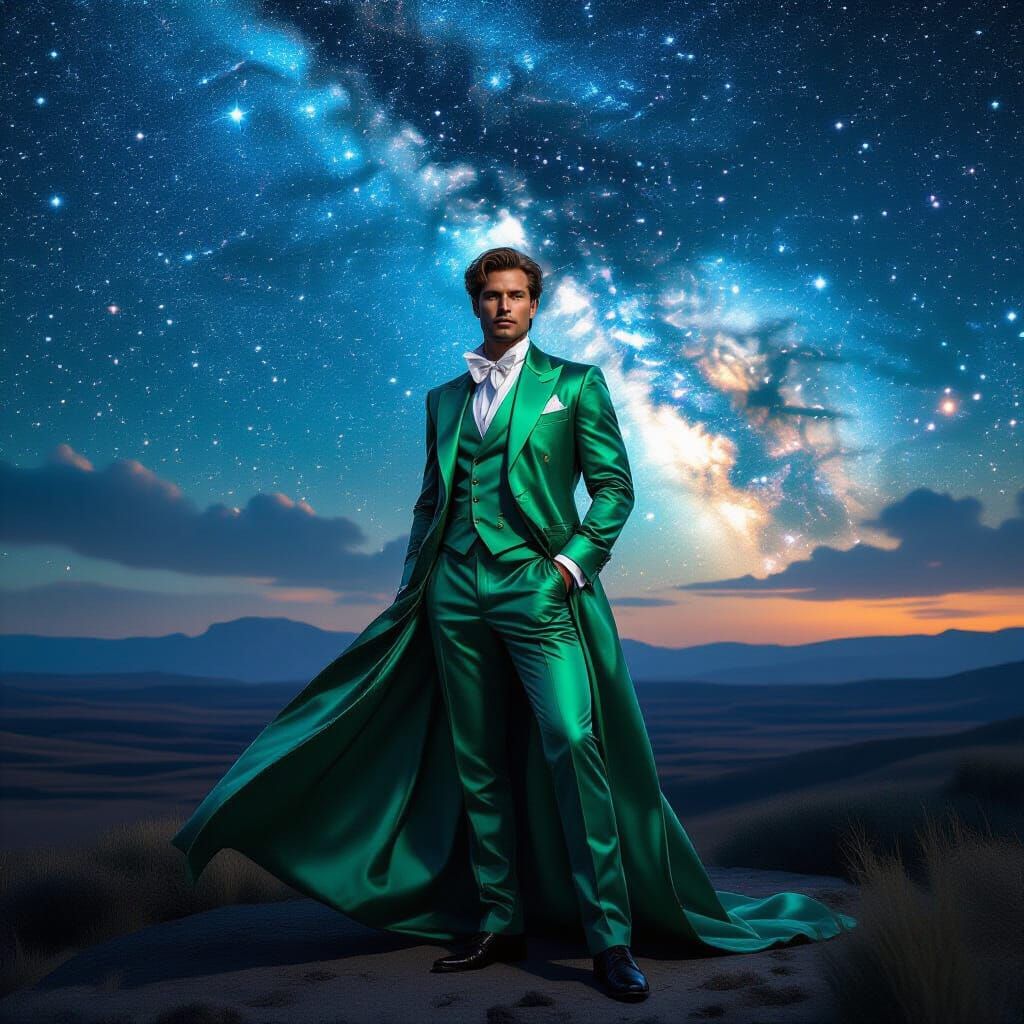 Celestial Man in Flowing Green Suit