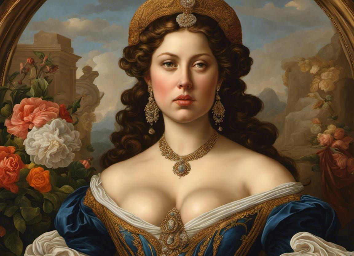 Voluptuous Renaissance Woman Posing For Painting