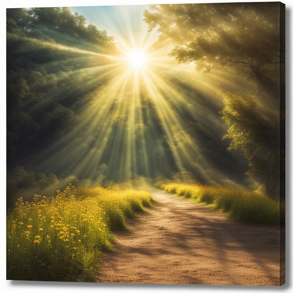 Ethereal Landscape with Divine Sunlight