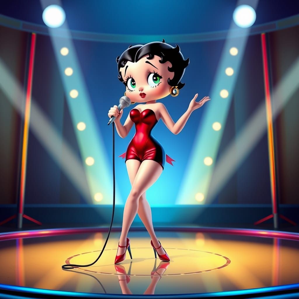 3D Cartoon Siren Belts Out Jazz in Retro-Futuristic Stage