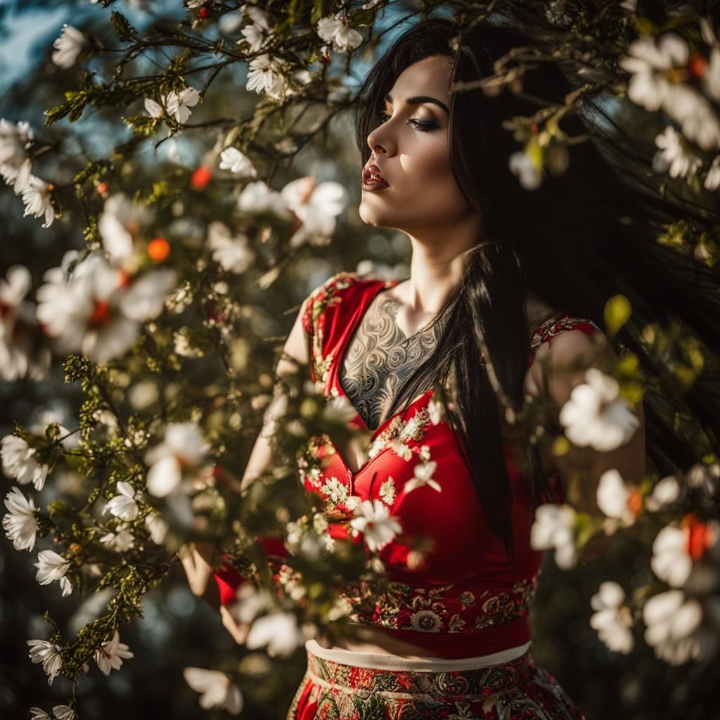 Curvy Scandinavian Woman in Wind, Dramatic Photography