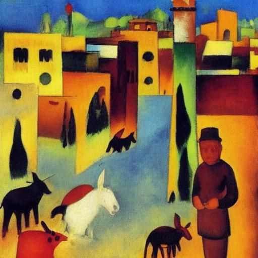 Donkey in Sana'a: An Expressionist Painting