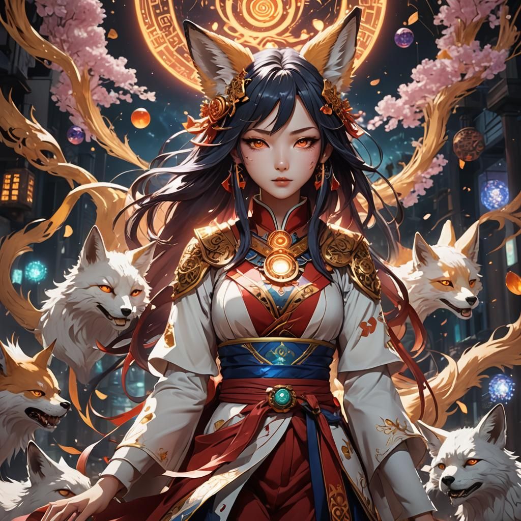 Psychic Anime Kitsune Girl Digital Art