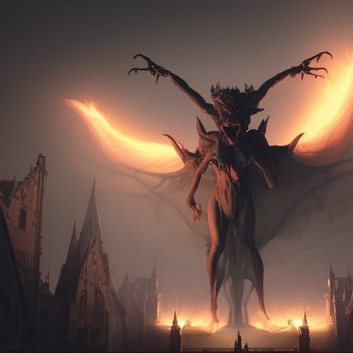 Demona Gargoyle in Dark Fantasy Concept Art