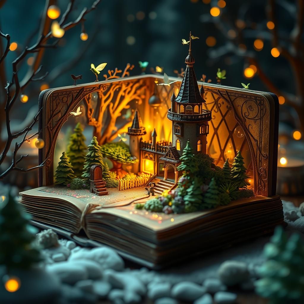 Magical Cake Castle in Bioluminescent Garden