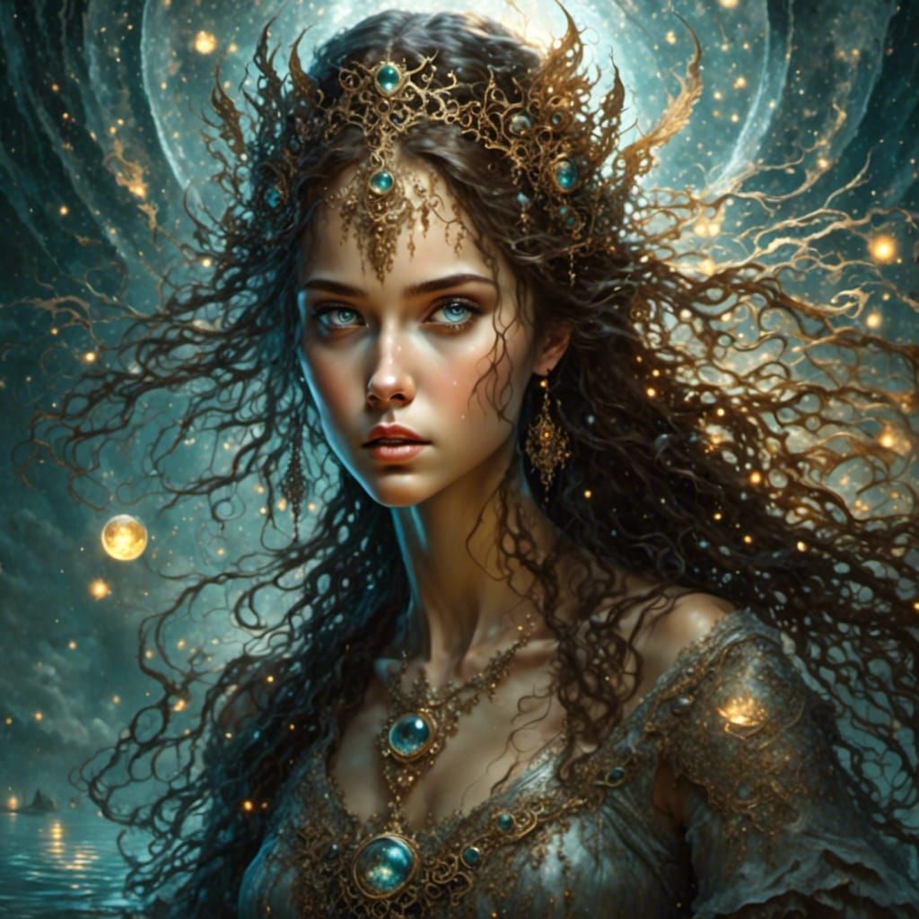 Lake Goddess Emerges, Luis Royo Inspired