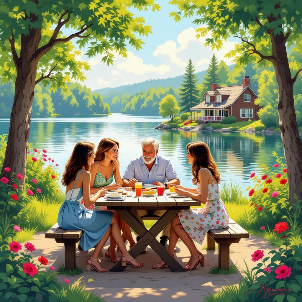 Father's Day Picnic in Rockwell Style