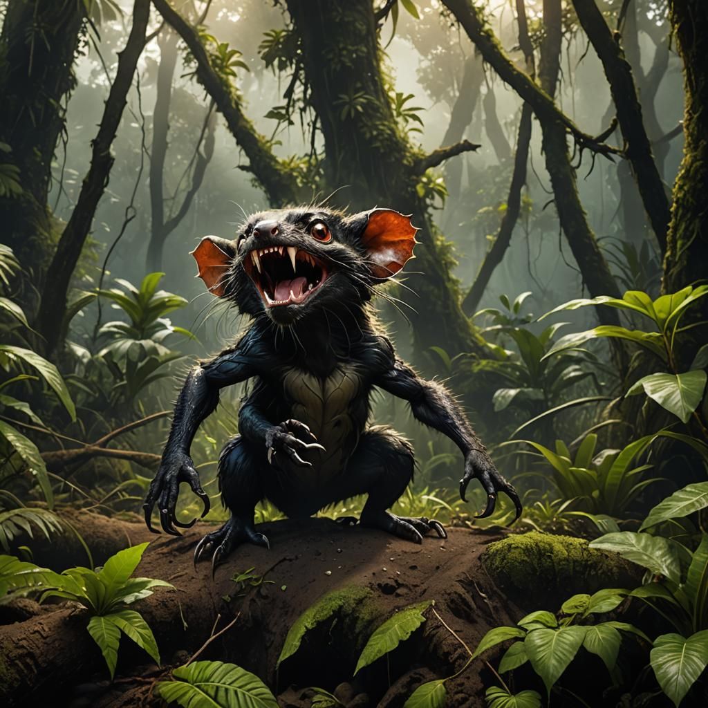 Camouflaged Venomous Mammal on Volcanic Island