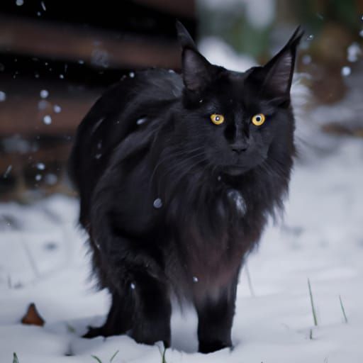 Majestic Black Maine Coon Cat Portrait