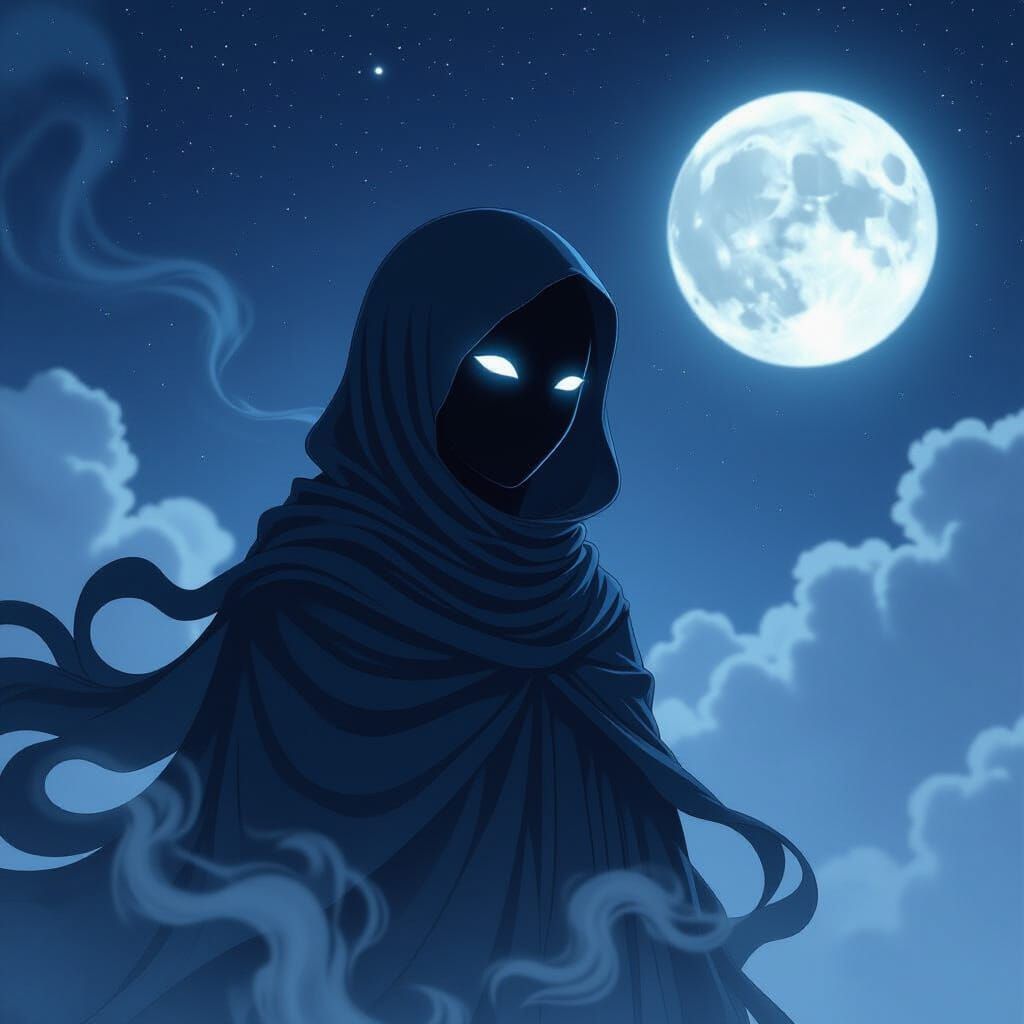 Anime Ghost in Dreamy Night Sky
