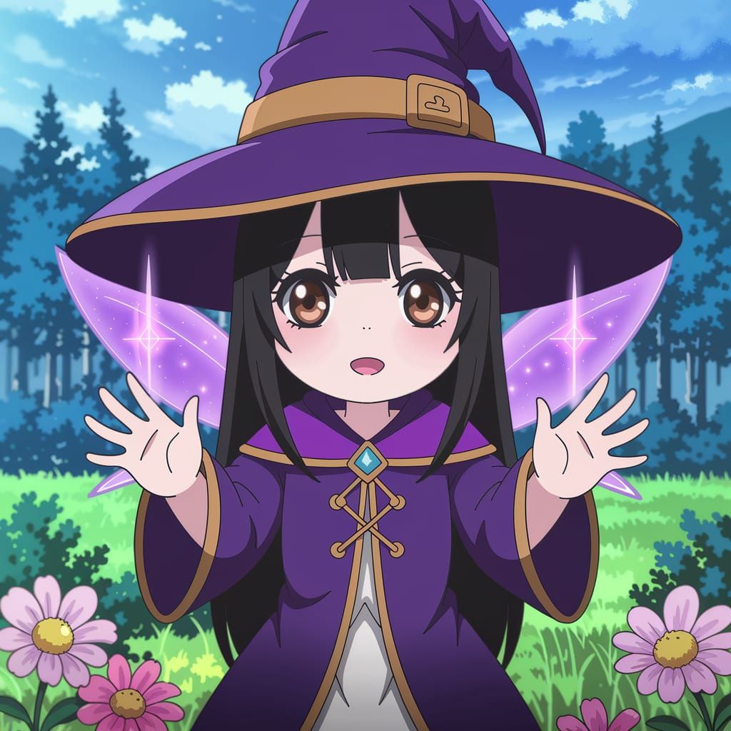Cute Anime Fairy Witch Casting Magic Spell