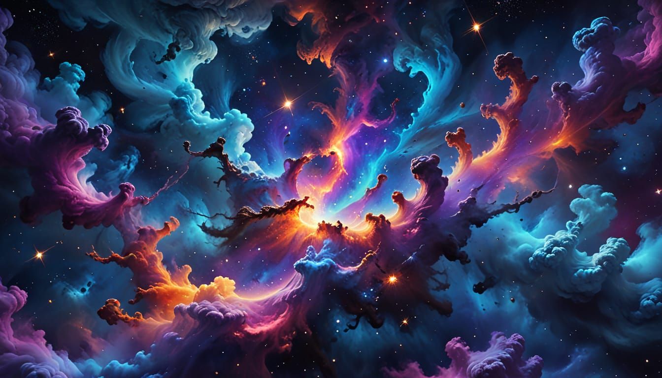 Surreal Cosmic Nebula in Vibrant Oil Painting Style