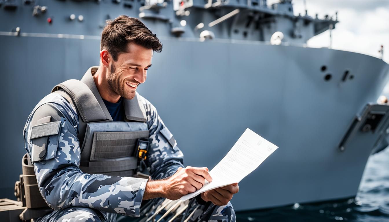 Smiling Navy Sailor Reads Letter from Home