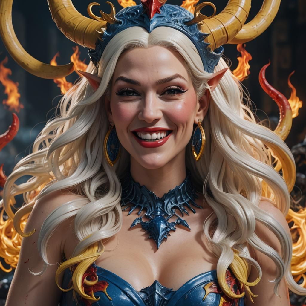 Gwen Stefani as Hell Queen in 3D Fantasy Art
