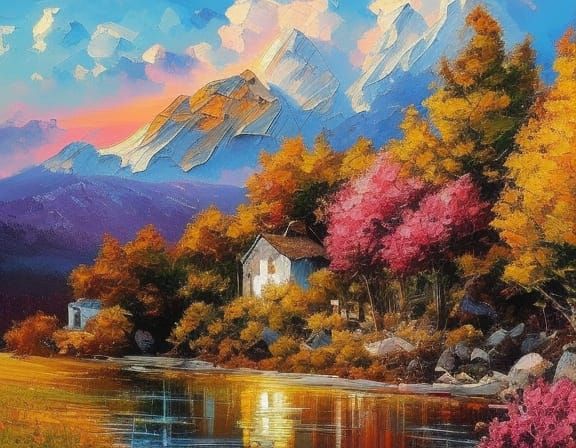 Brasov City Tampa Mountain Scenery Oil Painting