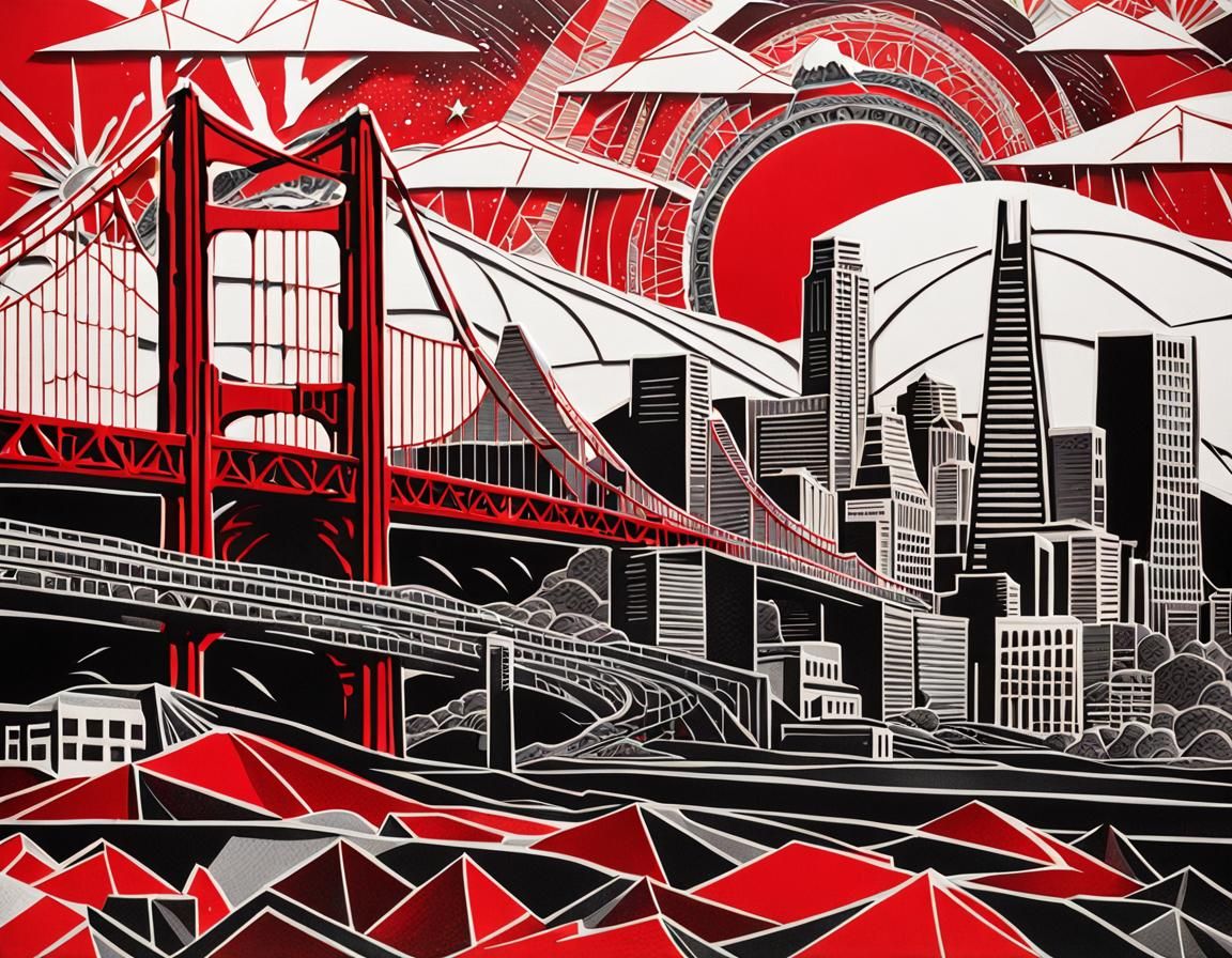San Francisco Skyline Graphic Illustration in Bold Style