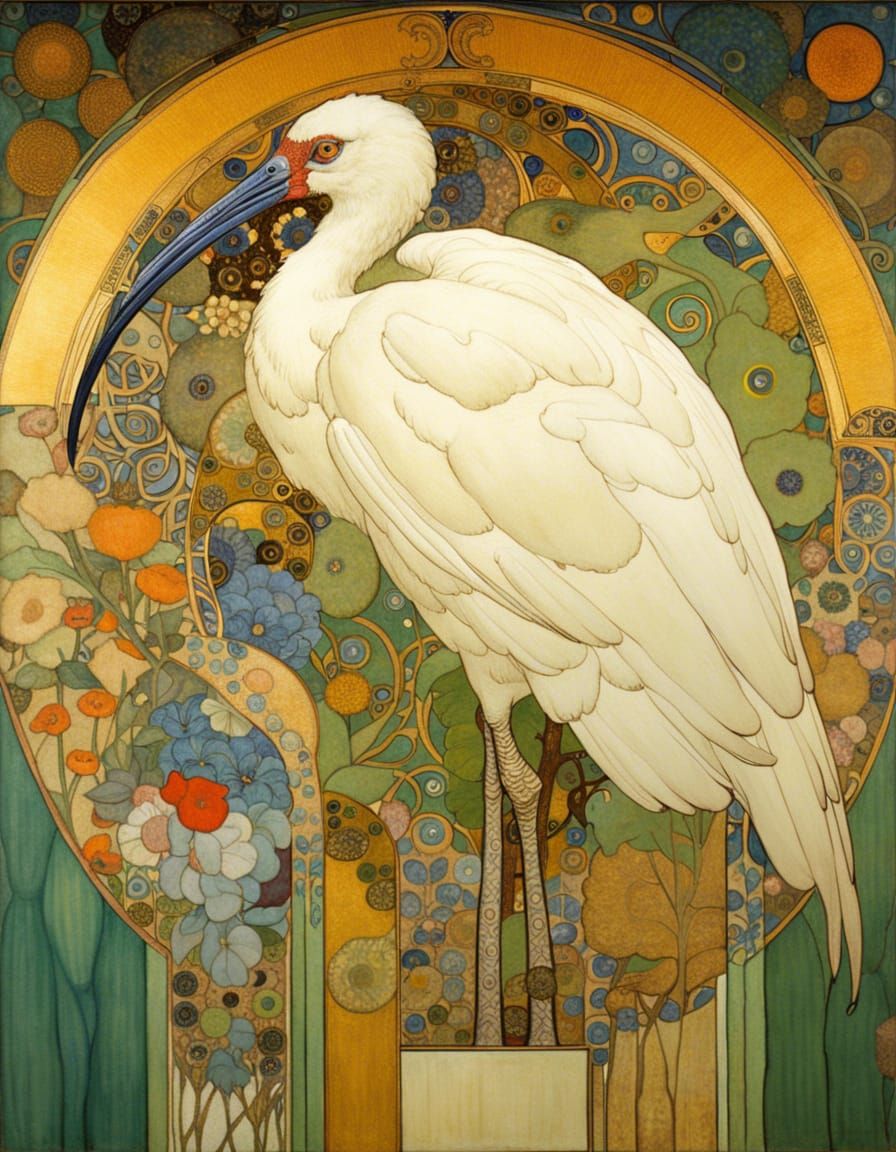 Ibis Portrait in Art Nouveau Style