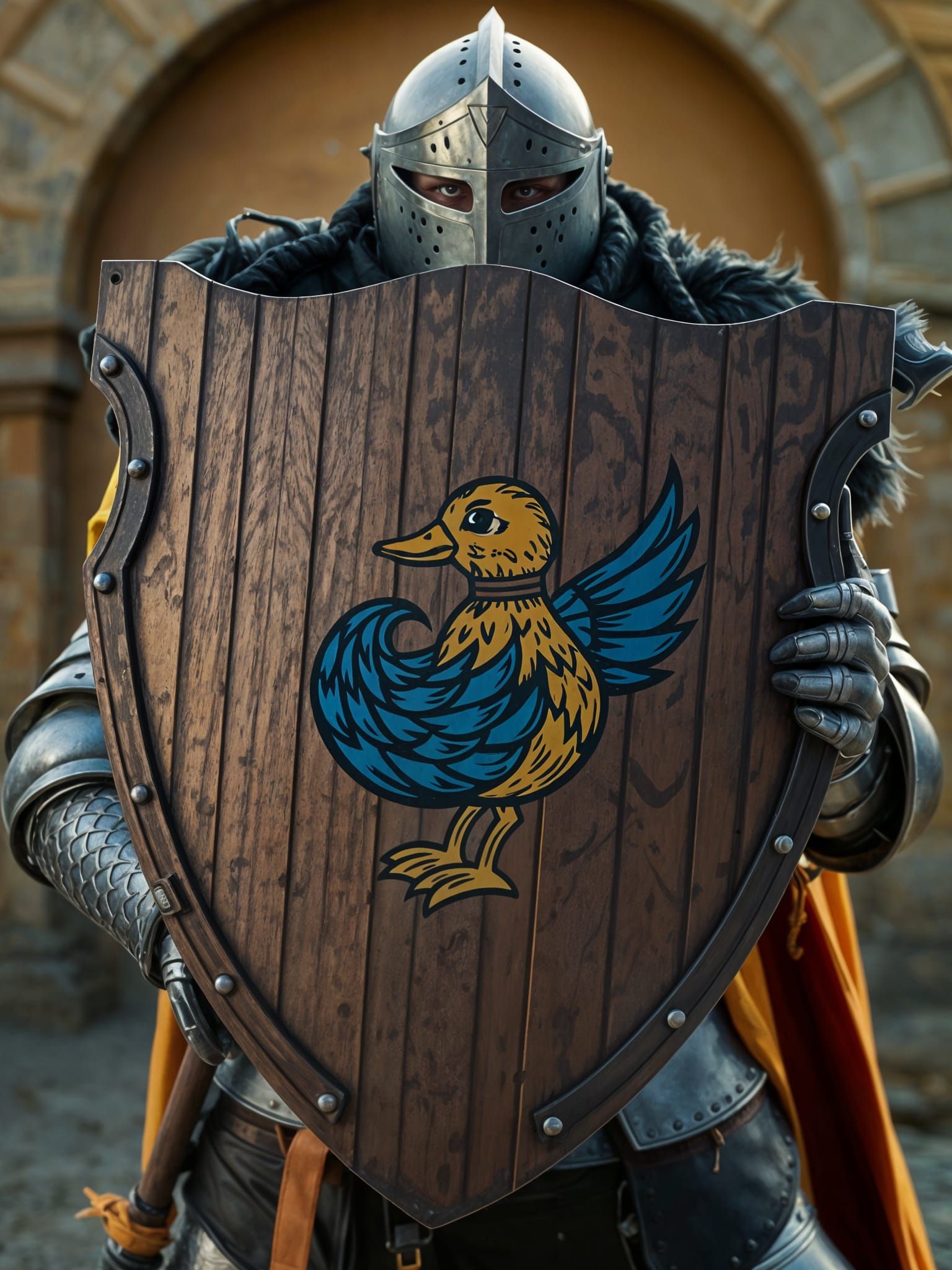 Medieval Duck Knight Shield Close Up